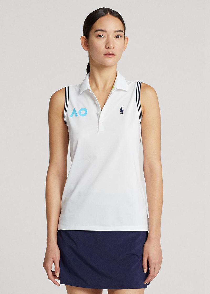 Poleras Polo Polo Ralph Lauren Mujer Australian Open Sleeveless Chile Blancas SMIGJ-0195